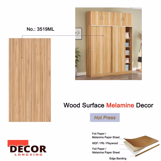 Hot Sale 70g 80g 85g 90g Hot Press Decorative Melamine Wood Grain Paper Melamine Impregnated Paper Melamine Paper